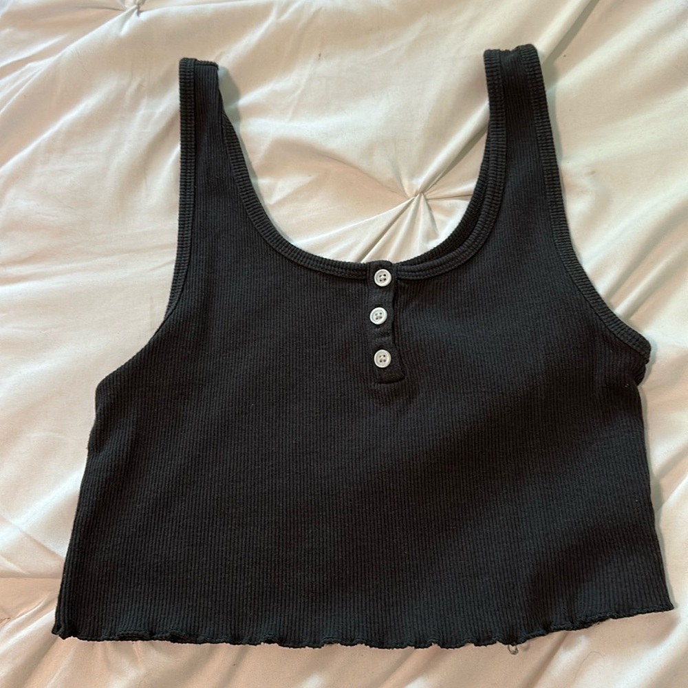 American eagle cropped black tank top